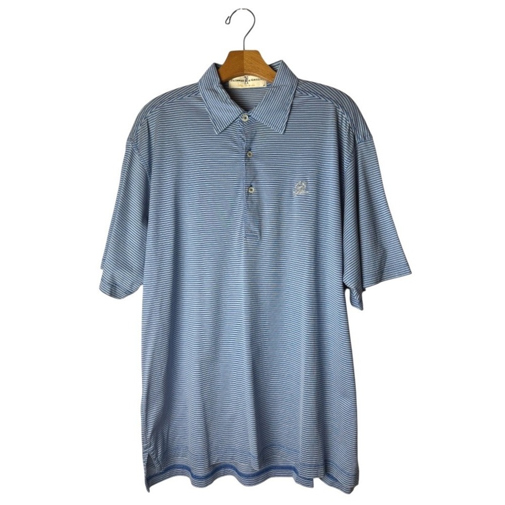 Fairway & Greene Shirt Men Medium Blue Striped Greenbrier Golf‎ Polo Preppy